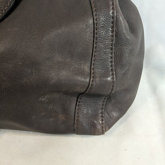 Ri2K Leather Dark Brown Gold Shoulder Purse Bag Adjustable Strap Y2K - Picture 3 of 15